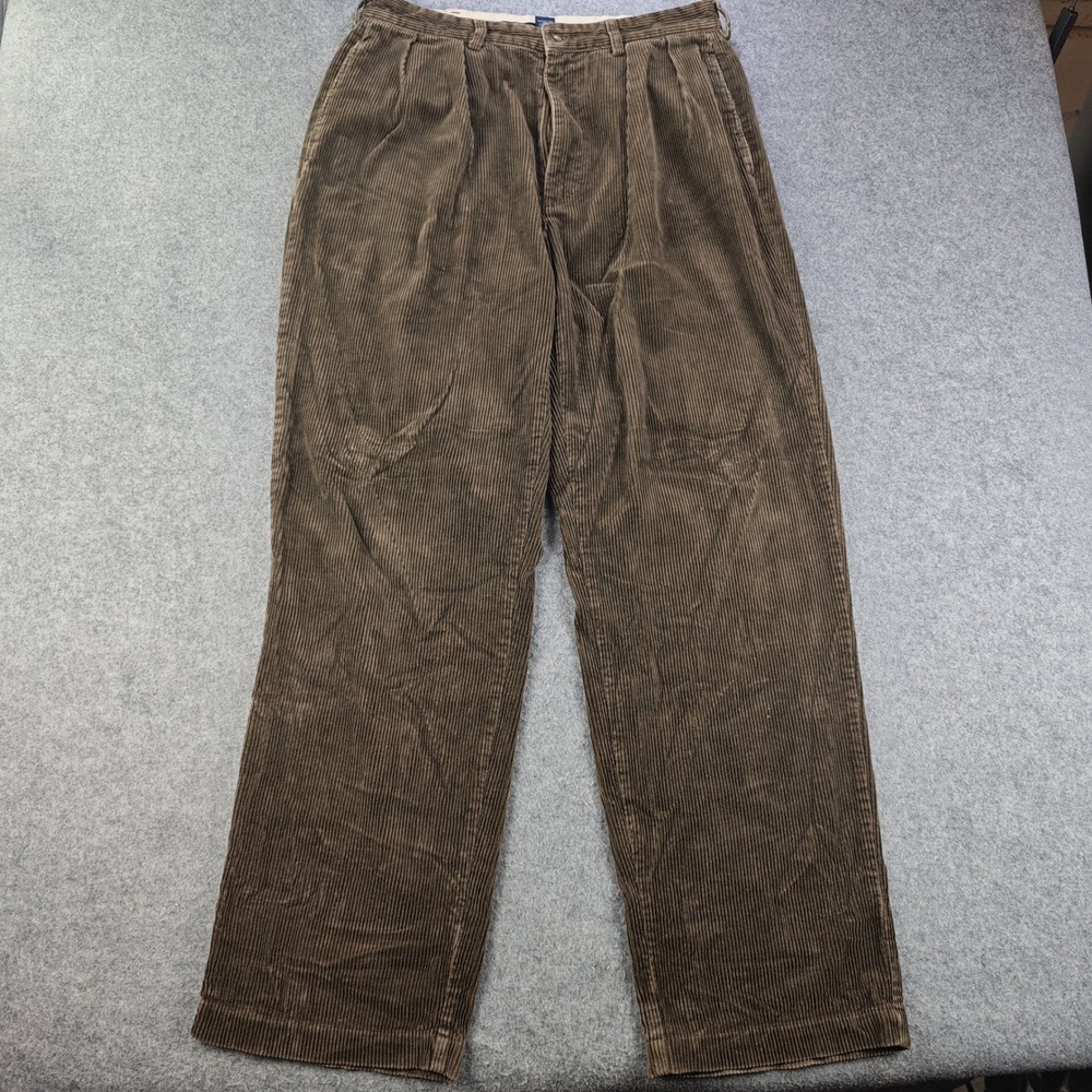 Polo Ralph Lauren Andrew Corduroy Pants Mens 32x32 Brown Pleated Trousers